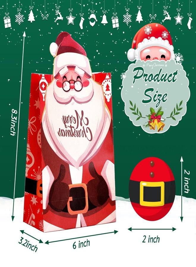 تاوباري مجموعة تاوباري من 24 كيس هدايا ورقي لعيد الميلاد، أكياس حلوى قابلة للطي ومزينة بملصقات، مثالية لحفلات عيد الميلاد، وحفلات رأس السنة، وحفلات رأس السنة الجديدة. - Image 5